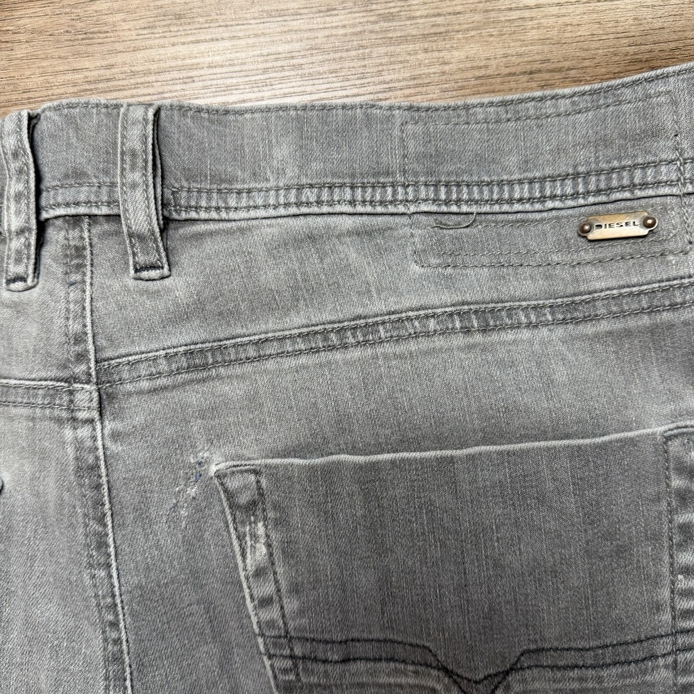 Diesel Tepphar Jeans Men 34x32 Gray Slim Carrot Stretch Distressed Whiskered - Picture 5 of 16